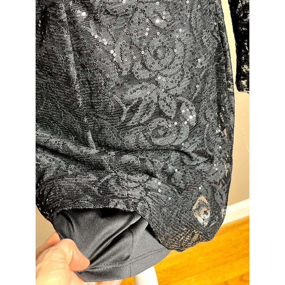 American Living Dress Black Sequin Lace Pencil Whimsygoth Cocktail Dark Womens 6 - Picture 11 of 11